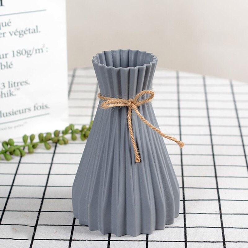 Plastic Vazen Woondecoratie Anti-Keramische Vazen Europese Bruiloft Moderne Decoraties Rotan-Achtige Onbreekbaar Creatieve Eenvoud: Light Grey