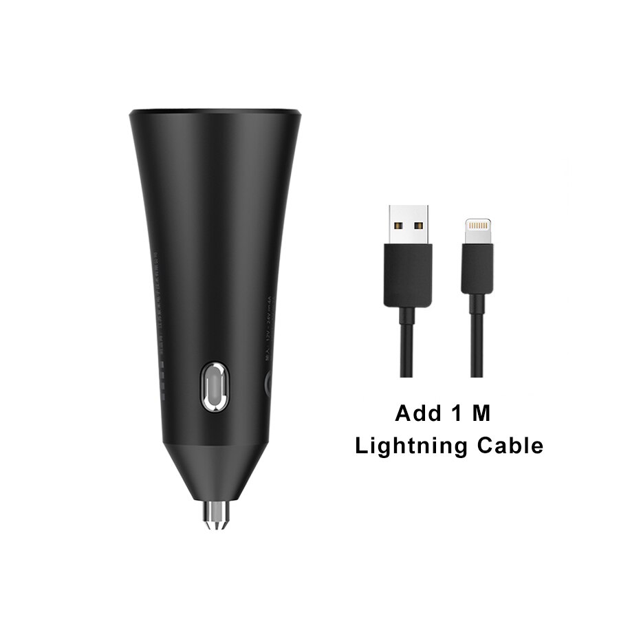 Originele Xiaomi Autolader 18W Snel Opladen Dubbele USB Sigarettenaansteker Adapter voor iPhone Samsung LG HTC Huawei: Add Lightning Cable