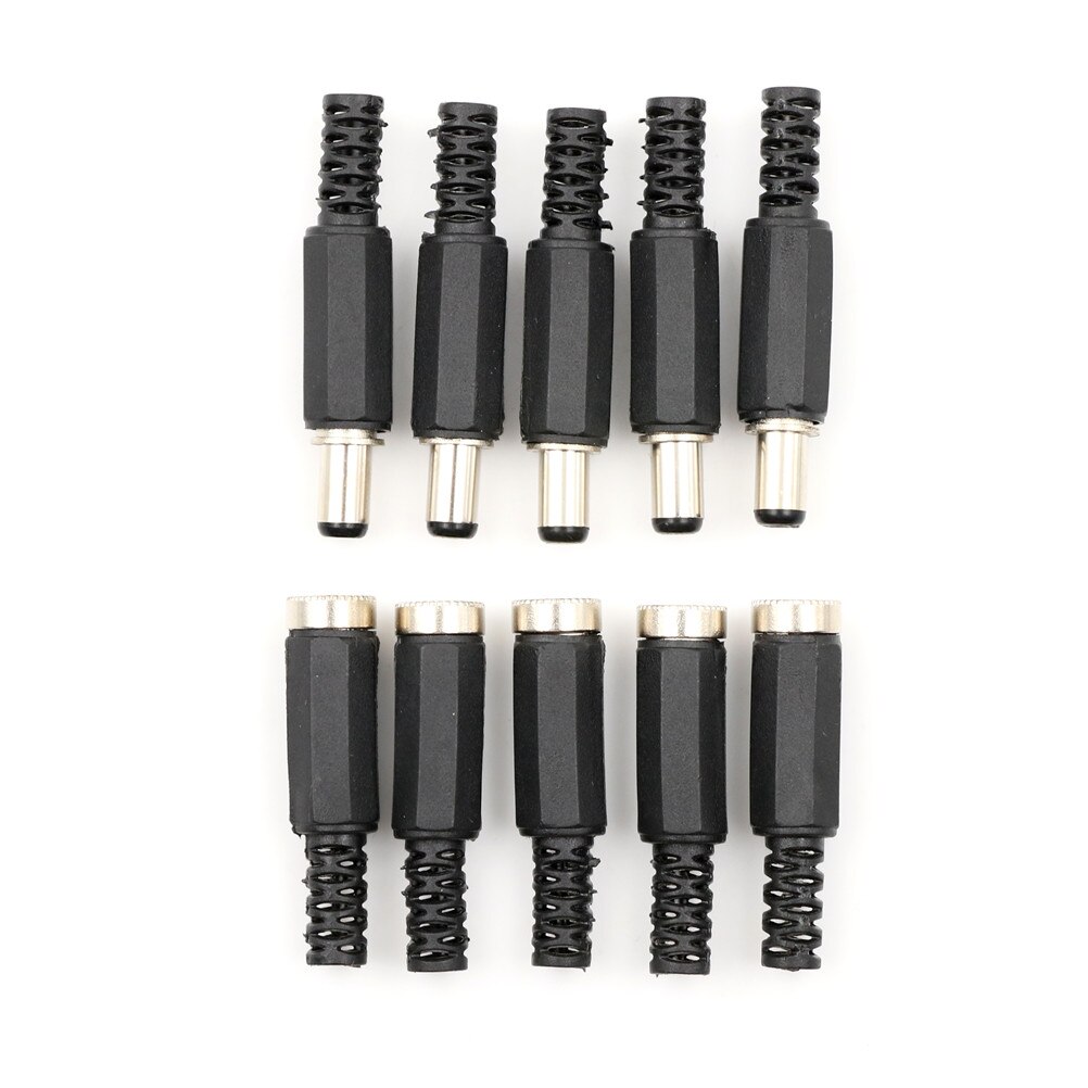 DC Power Connectors Pin 2.1x5.5mm Female Plug Jack + Male Plug Jack Socket Adapter PCB Mount DIY Adapter Connectors 2.1X5.5mm: 10xFemale and Male
