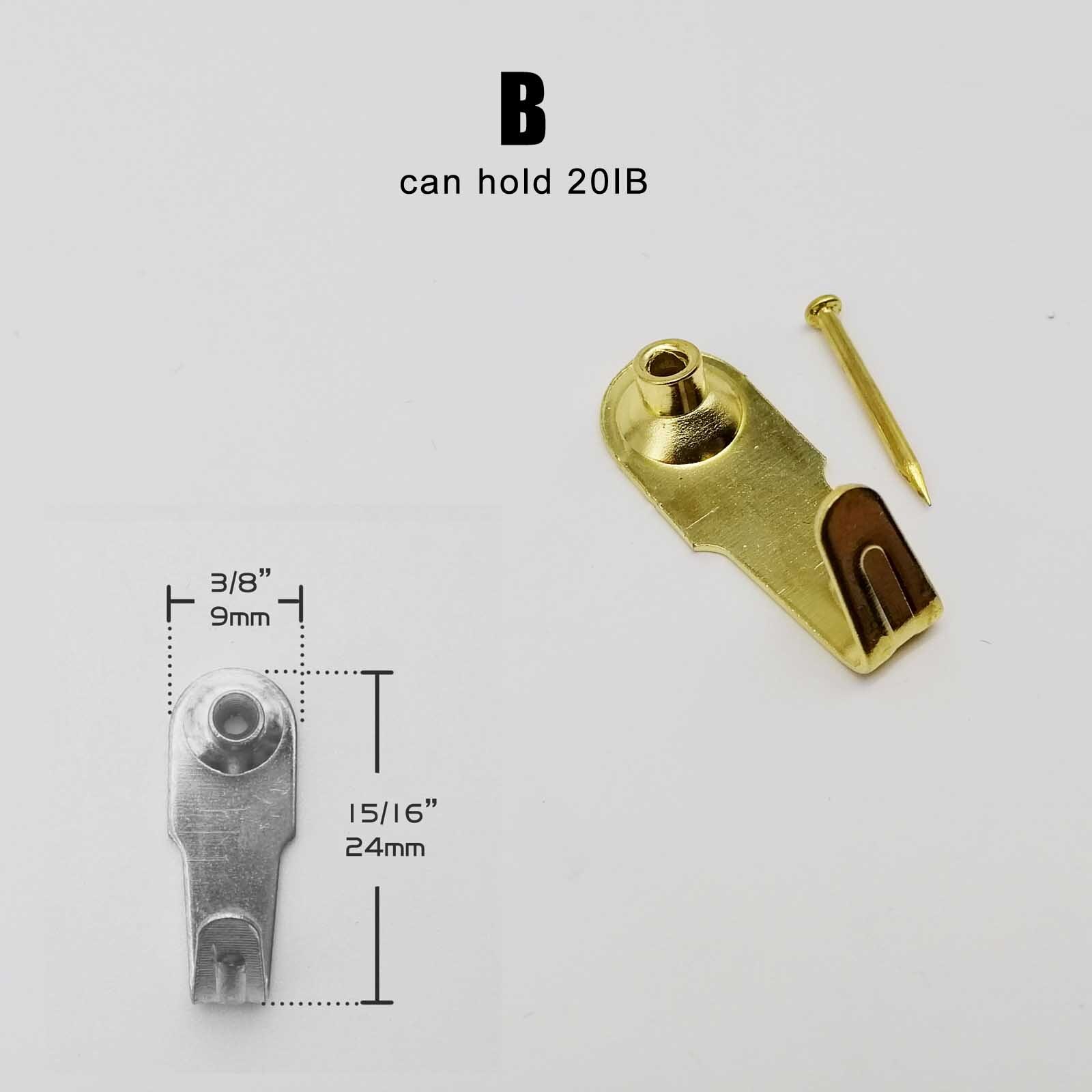 5Pcs 10 20 30 50 100IB Hoge Sterkte Stalen Metalen Foto Foto Olieverf Frame Spiegel Klok Haak Hanger hard Hout Effen Muur: B can hold 20IB