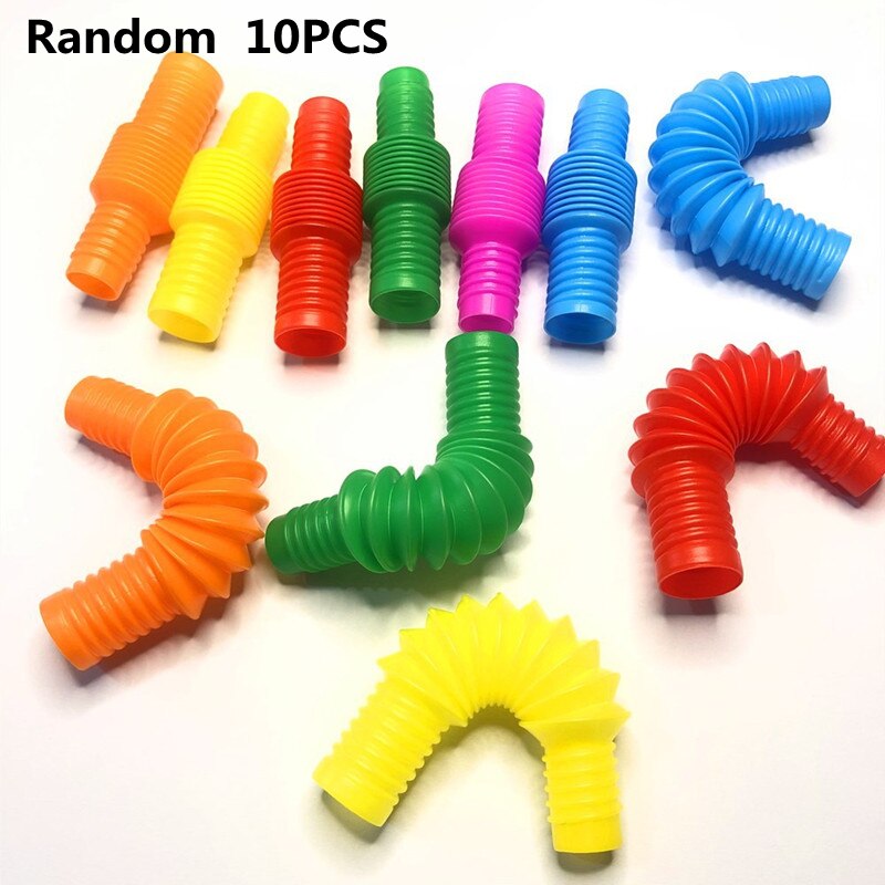 5 pezzi di plastica colorata Pop Tube Coil creativo magico giocattolo cerchio giocattoli divertenti sviluppo precoce educativo giocattolo pieghevole: QQ Pop Random 10PCS