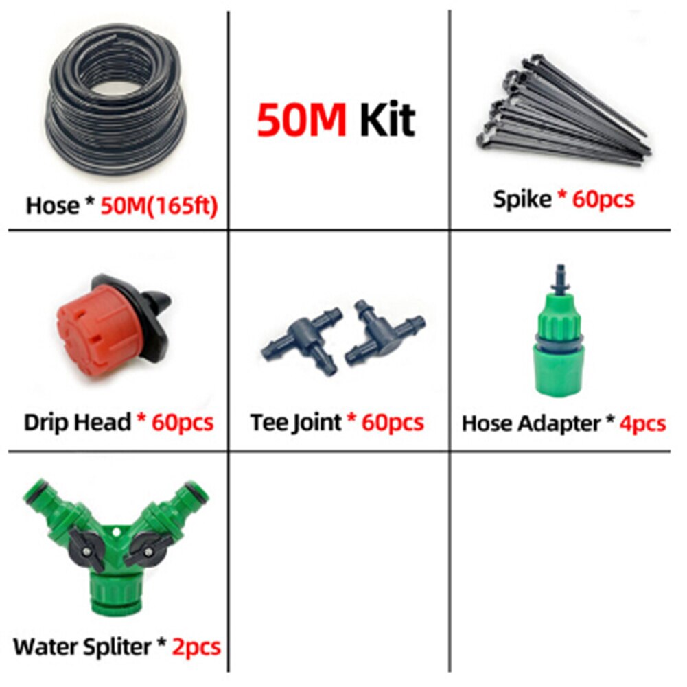 50M Irrigation System Self Automatic Garden Water Drip Irrigation System Hose Watering Plant Kits Garden Supplies