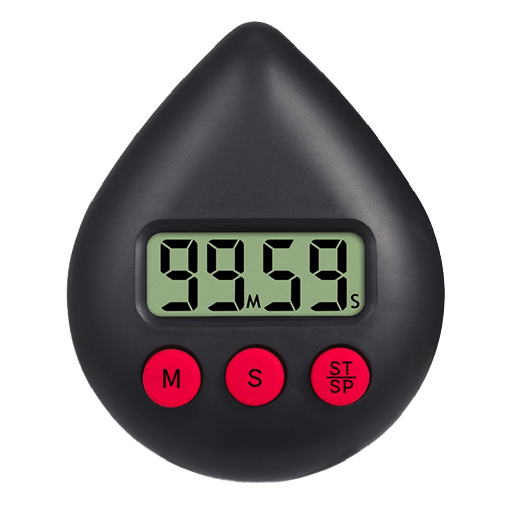 LCD Counter Display Alarm Clock Water Electronic Countdown Kitchen Timer Cooking Shower Study Stopwatch Count Gadget Tools: Black