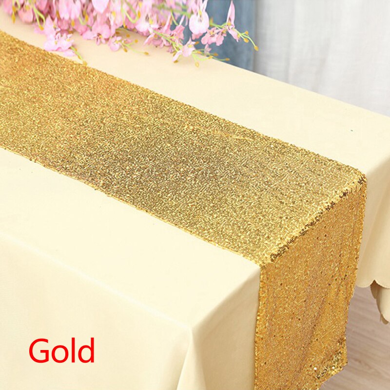 1pcs 30*180cm Sparkly Sequins Rose Gold Table Runners for Christmas Weddings Formal Party Table cloth Decorative: Gold