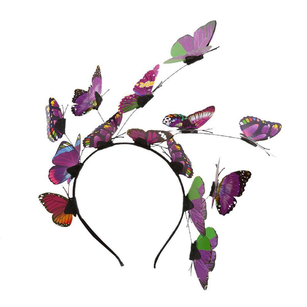 Fee Krans Hoofdband Handgemaakte Bruiloft Hoofddeksels Bruid Super Fee Dames Garland Bruiloft Vlinder Hoofdband Haar Accessoires: Paars