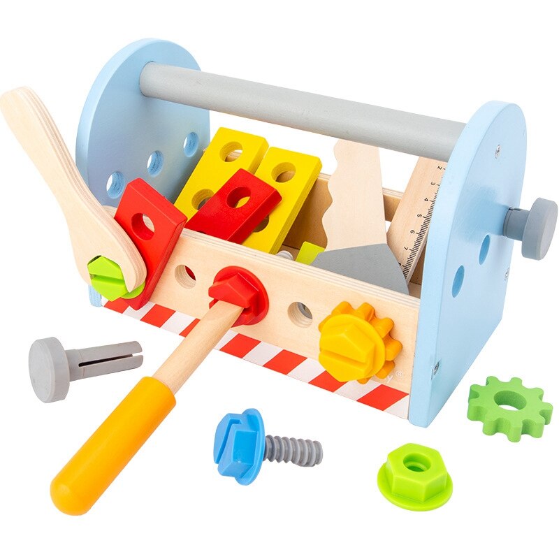 Take-Along Tool Kit Pretend Play Tool Set Voor Jongen Of Meisje Kids Educatief Diy Houten Moer Montage speelgoed: Default Title