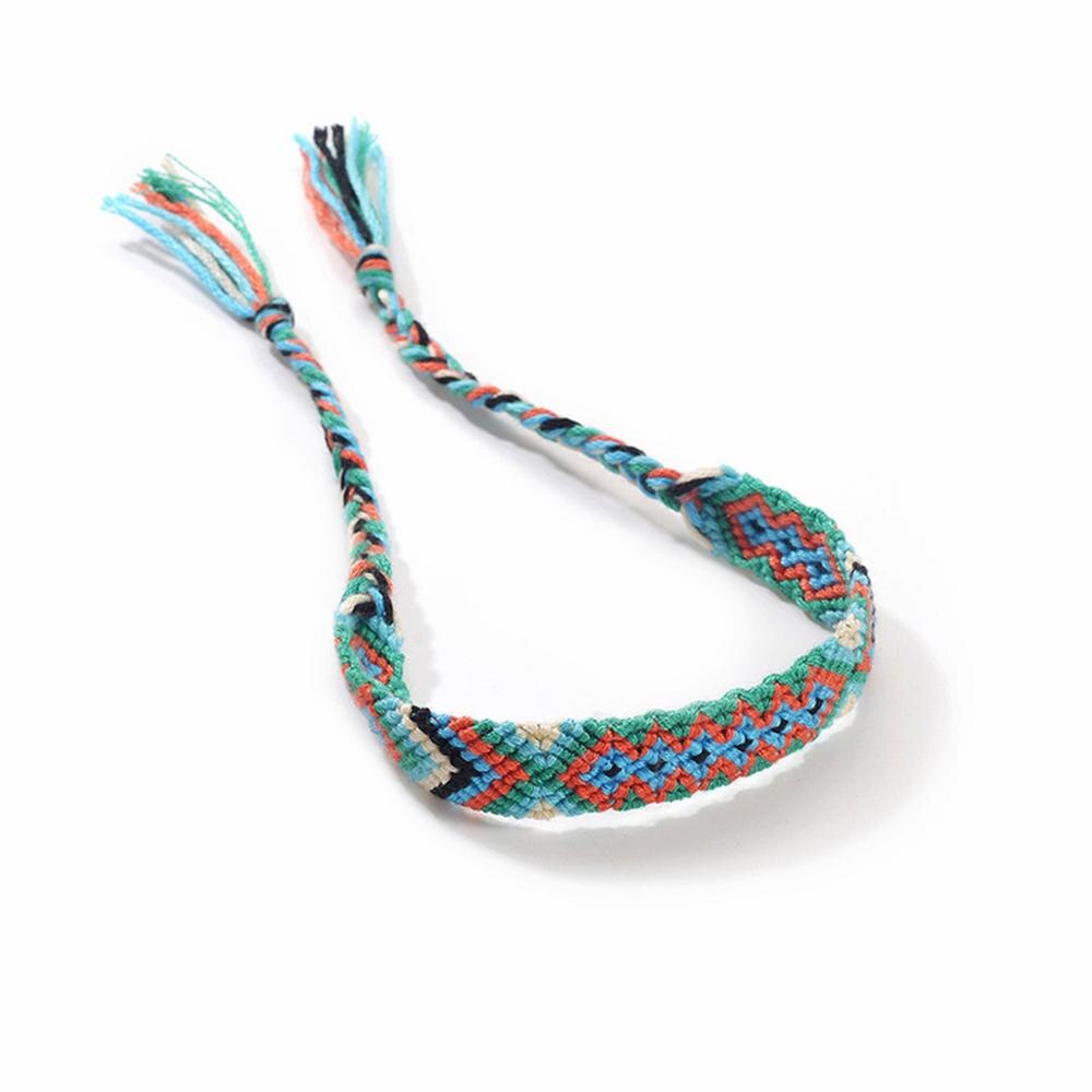 Boho pulseira de tecido artesanal arco-íris sorte amizade pulseiras pulseiras para mulheres boho franja corda trançado jóias presente: Orange Blue