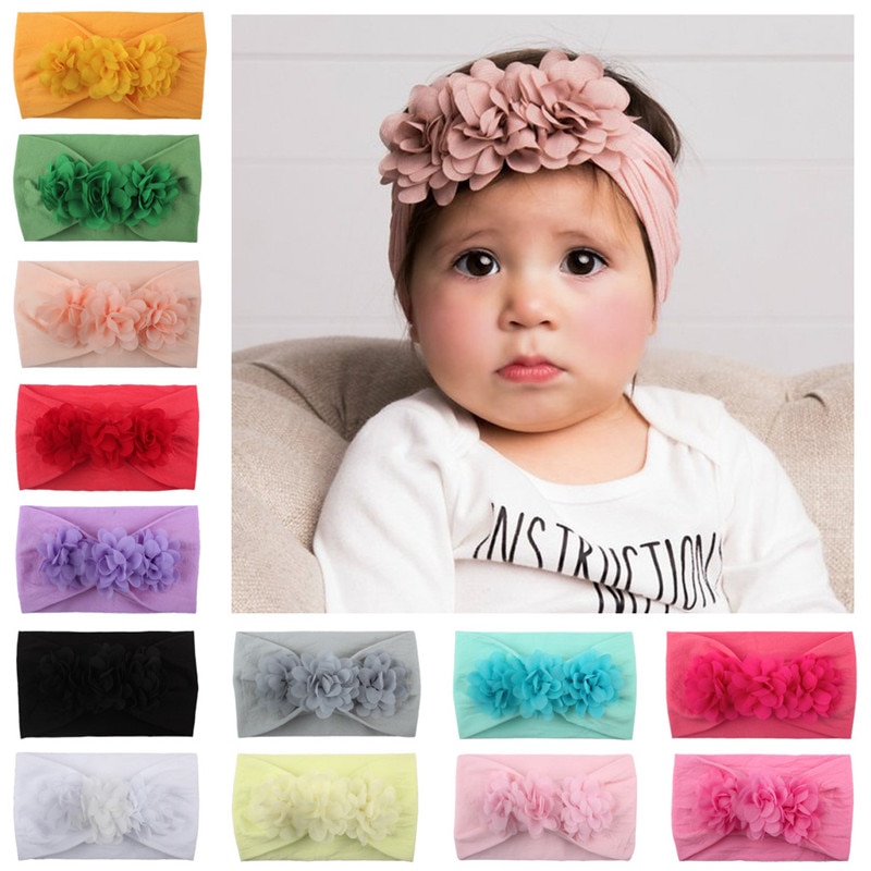 Baby Girl Flower Headbands Newborn Elastic Hairband Soft Princess Head Wraps Baby Hair Accessories Haarband Bandeau Bebe