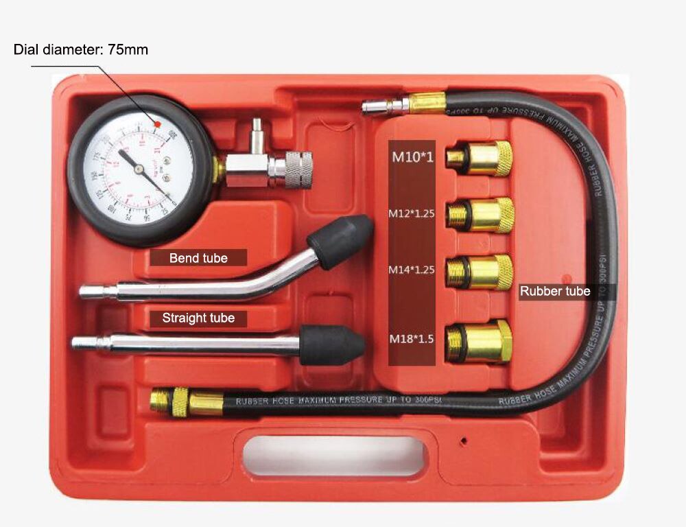 Gasoline Engine Compression Tester Petrol Engine Cylinder Automobile Pressure Gauge Tester Automotive Test Tool Kit