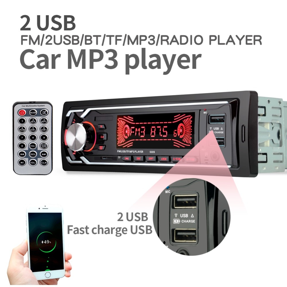 Radio Auto Autoradio 1 Din Bluetooth SD MP3 Speler Coche Radio Estereo Poste Para Auto Audio Stereo Carro 2 DUBBELE USB