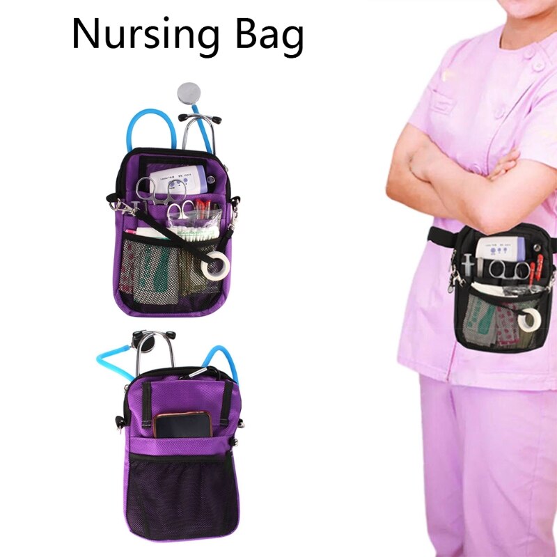 Nursing Bag for Nurse with Tape Holder Multi Compartment Belt Pouch Fanny Pack Waist Tools Stethoscopes Other Supplies