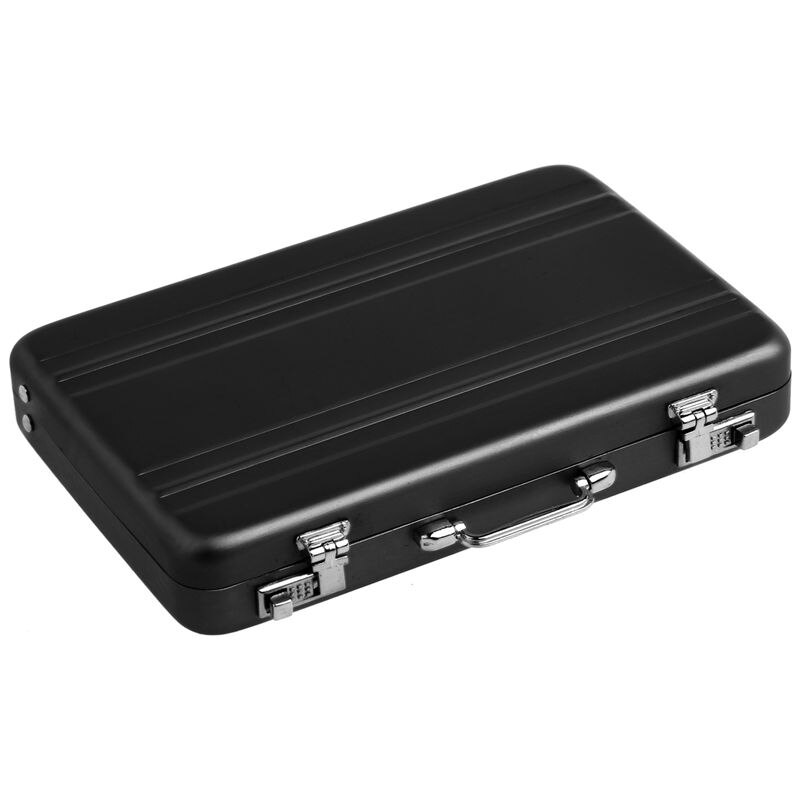 Aluminum Password Box Card Case Mini Suitcase Password Briefcase Black: black