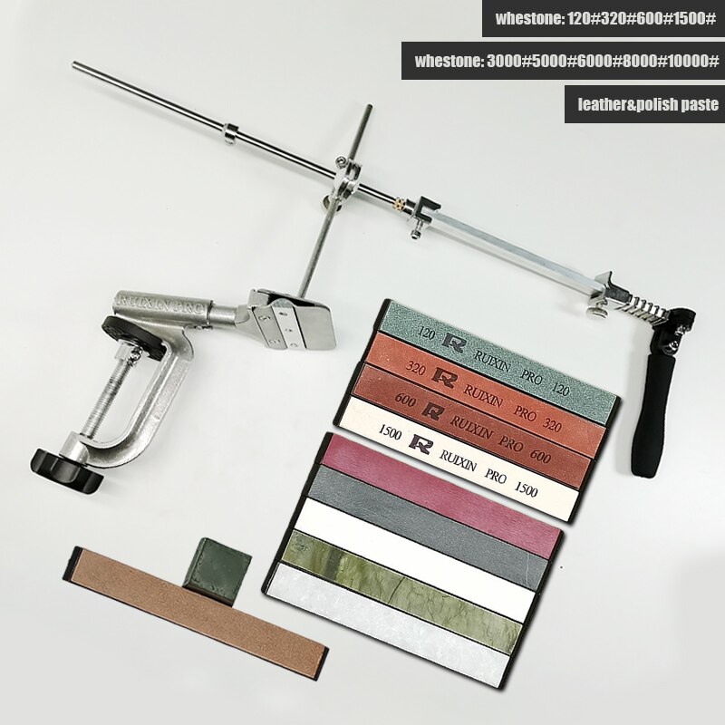 Ruixin pro RX008 Aluminium alloy Knife sharpener system fixed angle sharpener sharpening stones kitchen tools grinding kit: 4yaun 5p pg