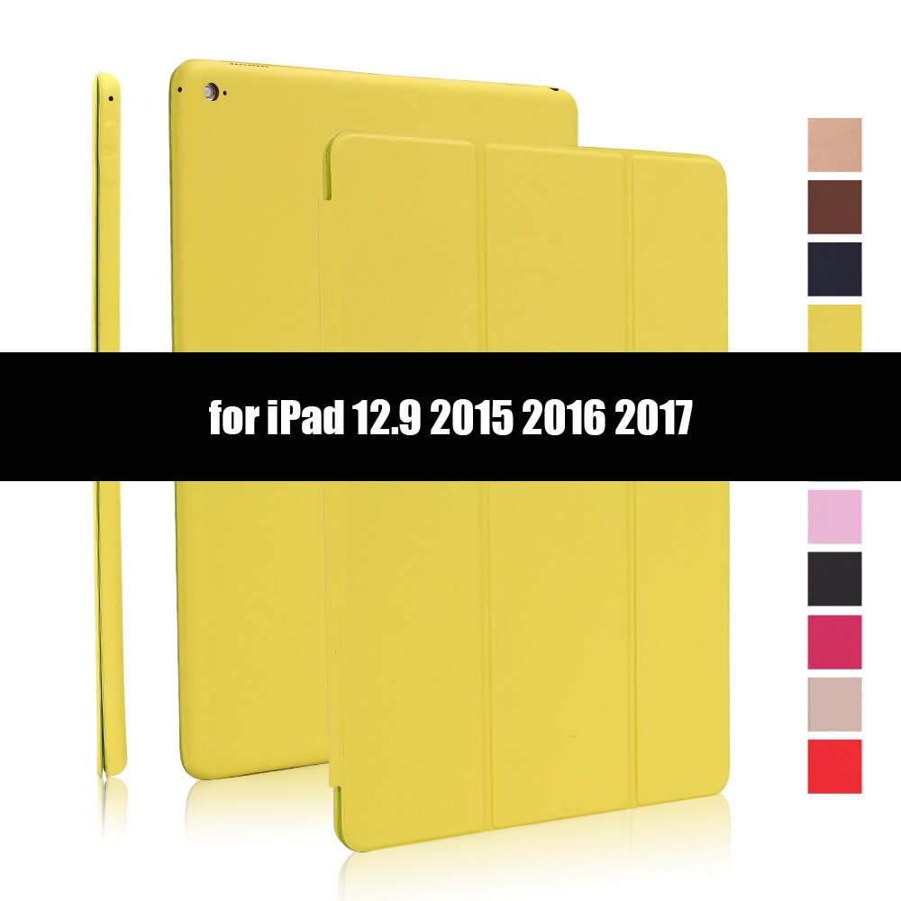 Ultradunne smart case cover voor ipad pro 12.9 12.9 inch magnetische pu-leren opvouwbare folio-hoes voor ipad 12.9: Geelgroen -1