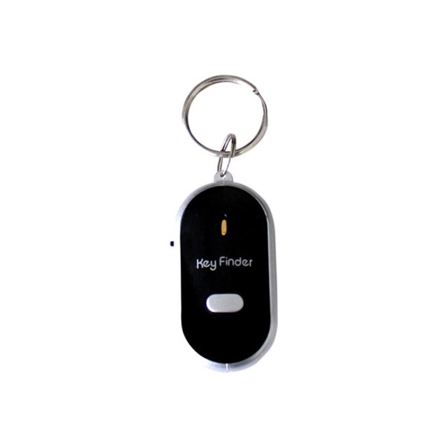 Key anti-lost and find object key machine Whistle key finder Led luminous sound control keychain sound control alarm: Black