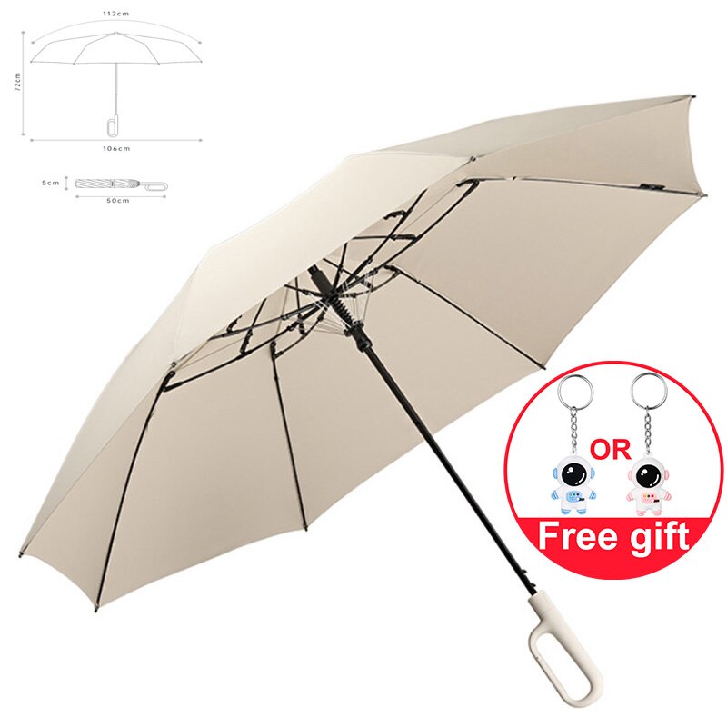 Ombrello ZuoDu con fibbia ombrello automatico da uomo pieghevole rinforzato Anti-storm ombrello da sole per donna a doppio scopo Rain &amp; Shine: Beige White