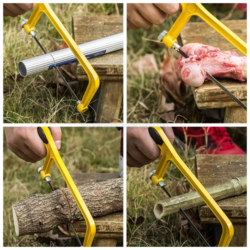 6 Inch Adjustable Hacksaw Saw Hand Tool with Aluminum Alloy Frame for Wood Cutting Metal Fiber N23