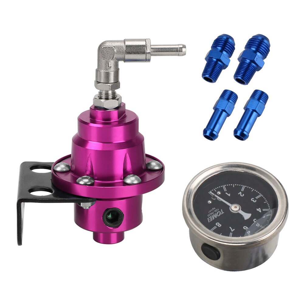 Adjustable Fuel Pressure Regulator with Gauge Kit 7 Colors Aluminum Vehicle Refitting Fuel Supercharger: green
