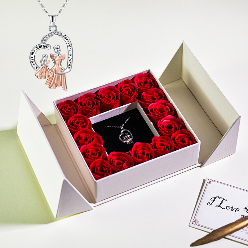 Cadeaus voor vrouwen Sieraden Hanger Ketting/w Zeep Eeuwige Roos Geschenkdoos Moederdag Ketting Sieraden Huwelijksverjaardag