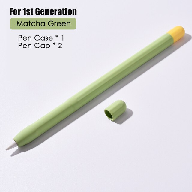 Stylus Cover Silicone Pen Case For Apple Pencil 1 2 Color Matching Stylus Protective Case Non-slip Anti-fall iPad Pen 2 1 Cover: Pencil 1st Green