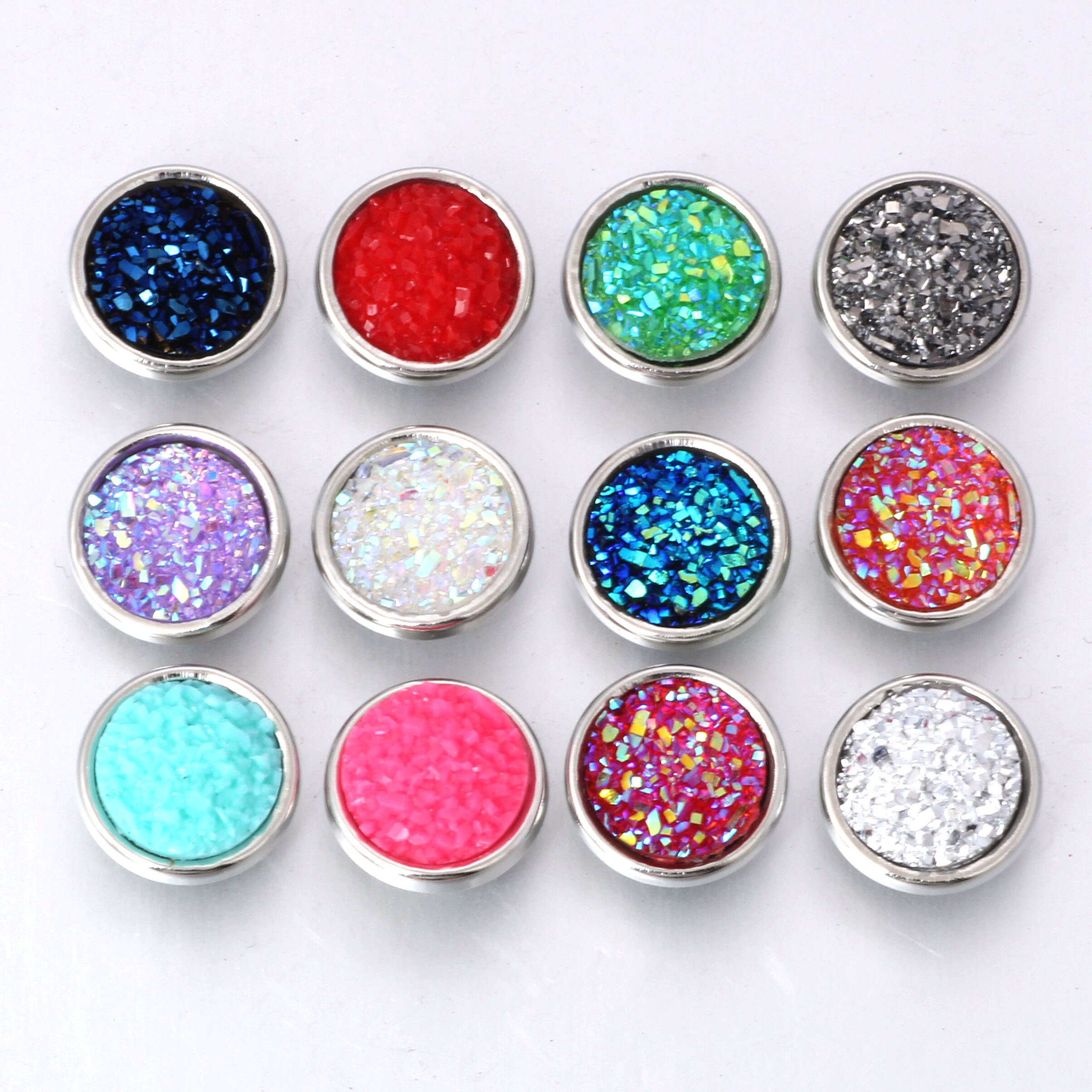 10 pz/lotto Nuovo Colore Misto Della Resina Snap Rotonda Mini Scatta Bottoni per Scatta Gioielli Fit 12 millimetri Snap Collana Dei Braccialetti ZL218: 4
