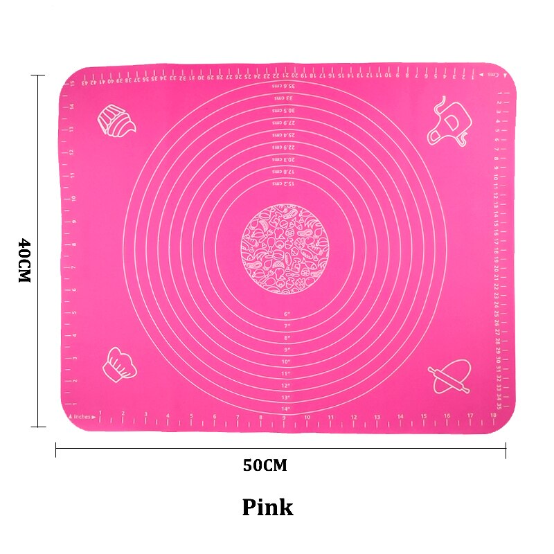 Silicone Baking Mat Thickening Flour Rolling Scale Mat Kneading Dough Pad Baking Pastry Rolling Mat Bakeware Liners: A- Pink - 50 x 40cm