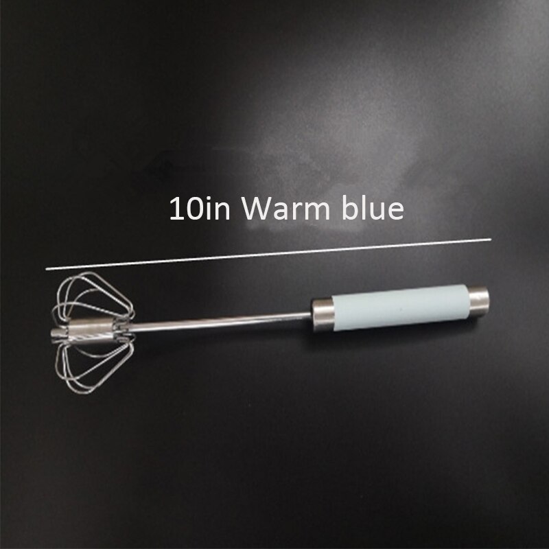Semi-automatic Egg Beater 304 Stainless Steel Egg Whisk Manual Hand Mixer Self Turning Egg Stirrer Kitchen Accessories Egg Tools: 10 inches Blue