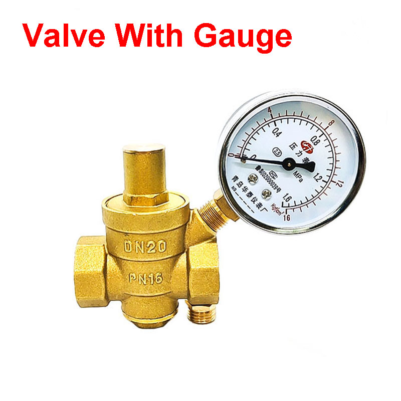1/2" 3/4" 1" Adjustable Water Reducing Valve Female Thread Brass Pressure Gauge Regulator Valves With Gauge