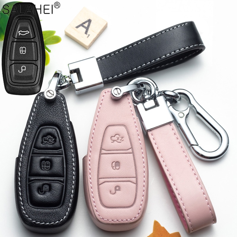 Porte-clés de voiture en cuir, porte-clés, pour Ford Fiesta Focus 3 4 ST Mondeo Ecosport Kuga Ranger c-max s-max