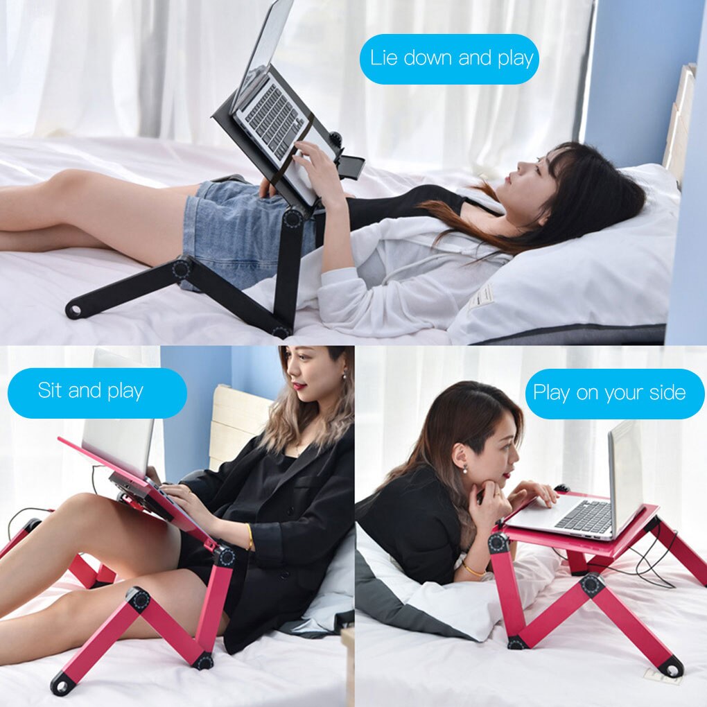 Adjustable Laptop Desk Stand Portable Metal Ergonomic Lap Desk For TV Bed Sofa PC Notebook Table Desk Stand With Mouse Pad