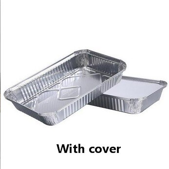 2200ml Aluminum Foil Grilled Meat Barbecue Grill Capacity With Tin Foil Cover Rectangle Shaped Disposable Foil Grill: Default Title