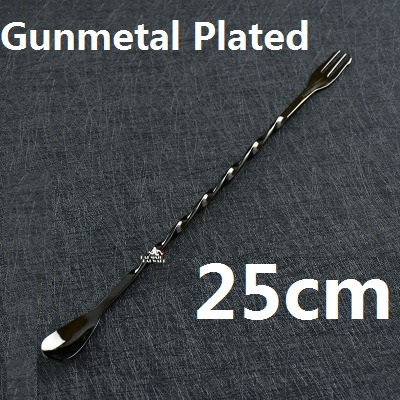 Stainless Steel Cocktail Bar Spoon Hoffman Drink Mixer Bar Stirring Mixing Spoon Stirrer: Black 25cm