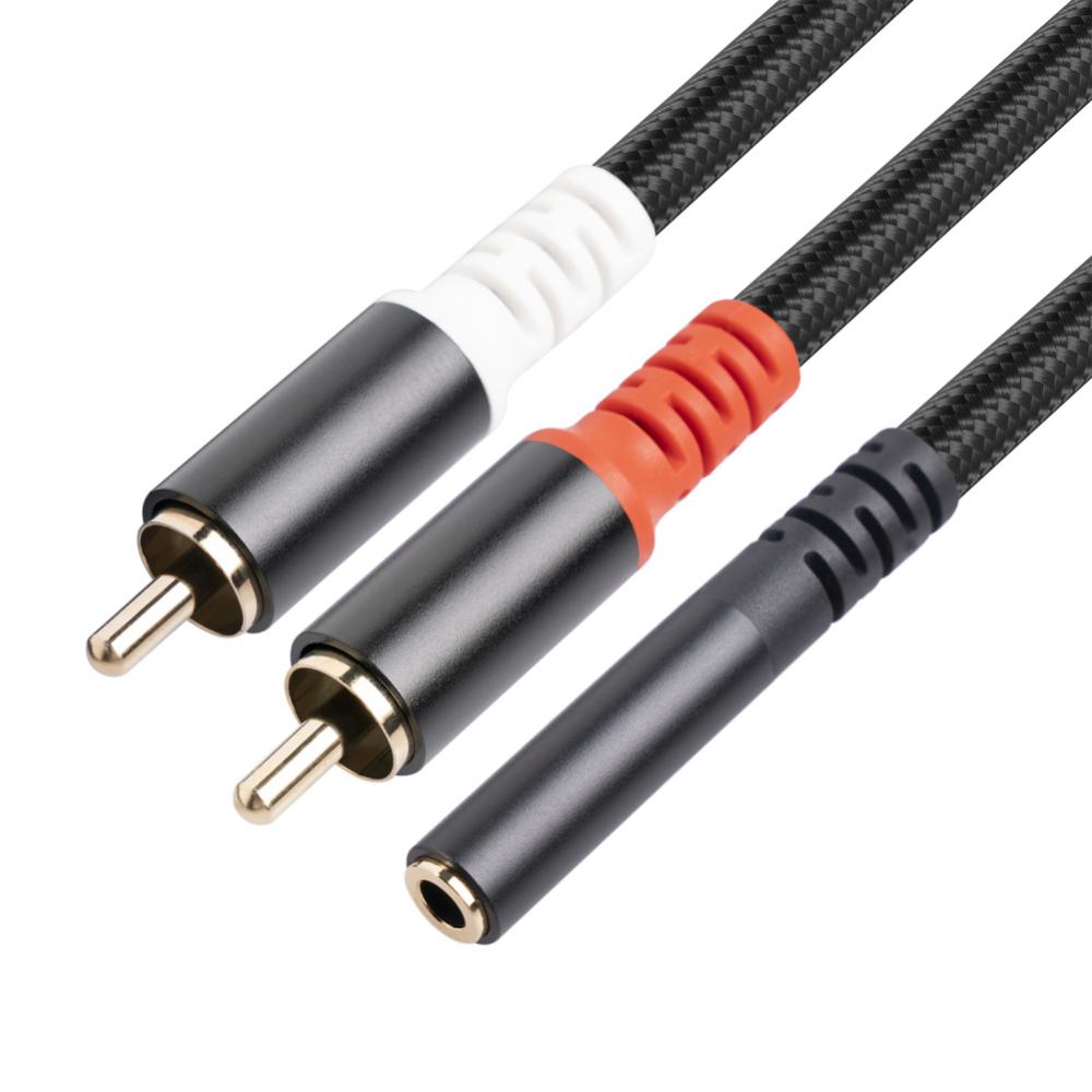 RCA Cable 2RCA To 3.5mm Jack Female AUX Audio Cable Stereo Splitter Adapter Cable For TV PC DVD Speaker Audio Amplifiers