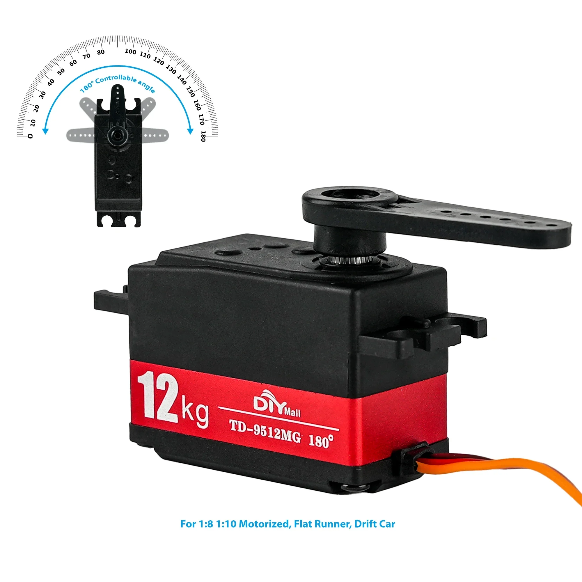 Servo numérique semi-métal TD-9512MG, 12KG, 4.8v-7.4v, mécanisme de direction 180/270/360 degrés pour voiture RC 1:8 1:10, voitures à dérive, coureur plat