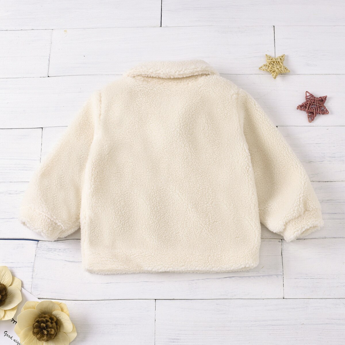 Kids Wool Coat Winter Warmer Baby Boy Girl Cashmere Jackets Long Sleeve Plush Lapel Zip Up Beige Outerwear Thicken Clothes 1-6T