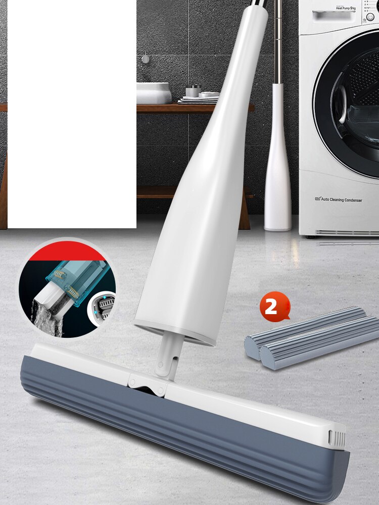 Nyeste svamp moppe gulv rengøring moppe folde absorberende klem vand lim bomuld pva moppe husholdnings rengøringsværktøj: Moppe med 2