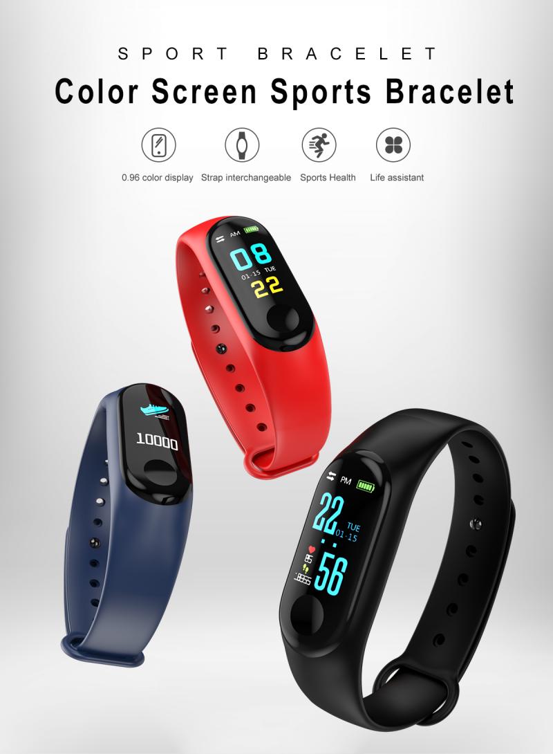 M3 Smart Polsband Band 4 Armband Bluetooth Horloge Hartslag Fitness Sleep Monitor Waterdichte Smart Armband Horloge Mannen Vrouwen