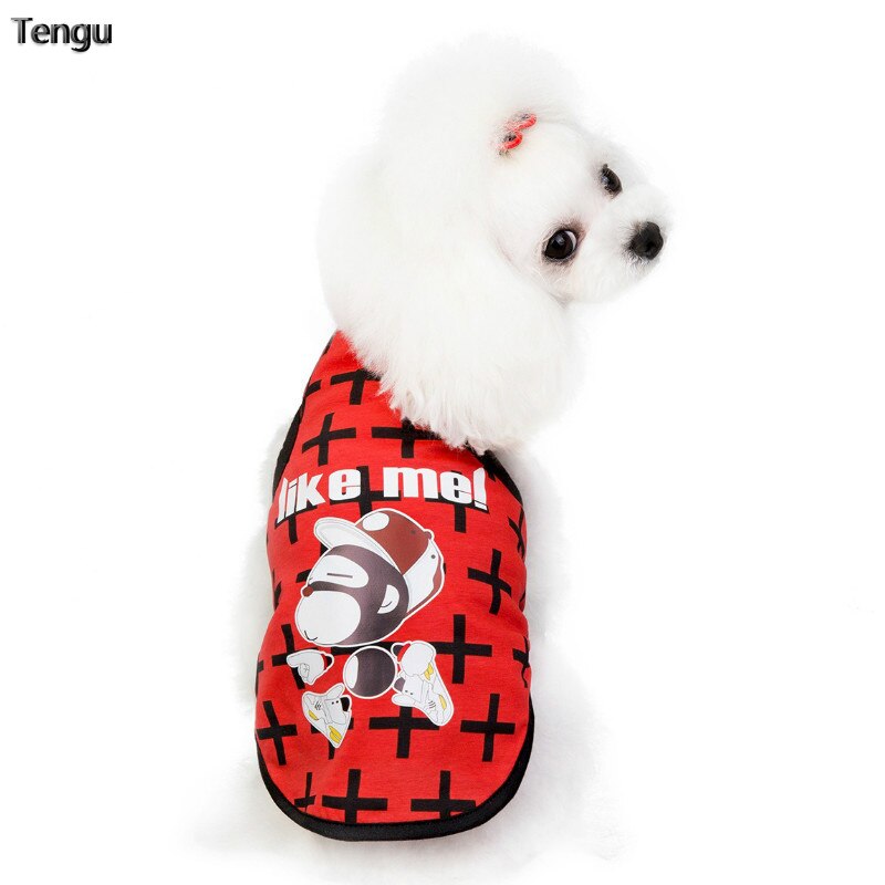 Pet Dog Cat Vest 20 Running Kid Cartoon Style Vest with Monkey Print on Short Sleeve yorkshire terrier