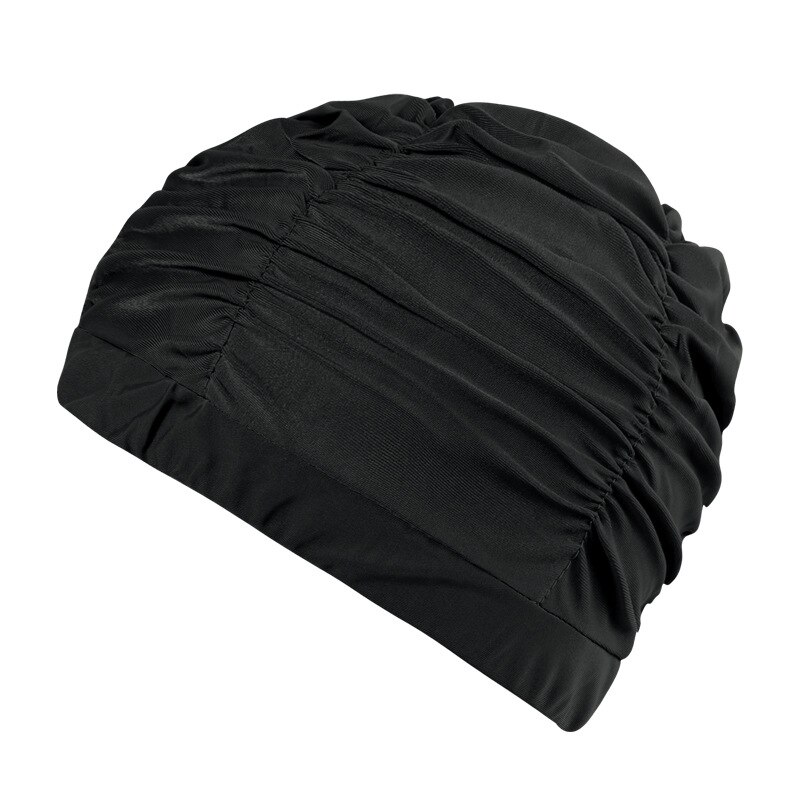 Vrouwen Mannen Badmuts Meisje Lang Haar Badmutsen Waterdicht Zachte Comfortabele Stretch Zwemmen Zwembad Seaside Water Sport Effen Kleur: Black