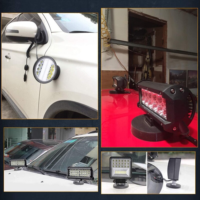 2Pcs Powerful Magnetic Base Mount Bracket Sucker Holder LED Light Bar Roof Magnet Bracket for Off Road Driving Fog Light