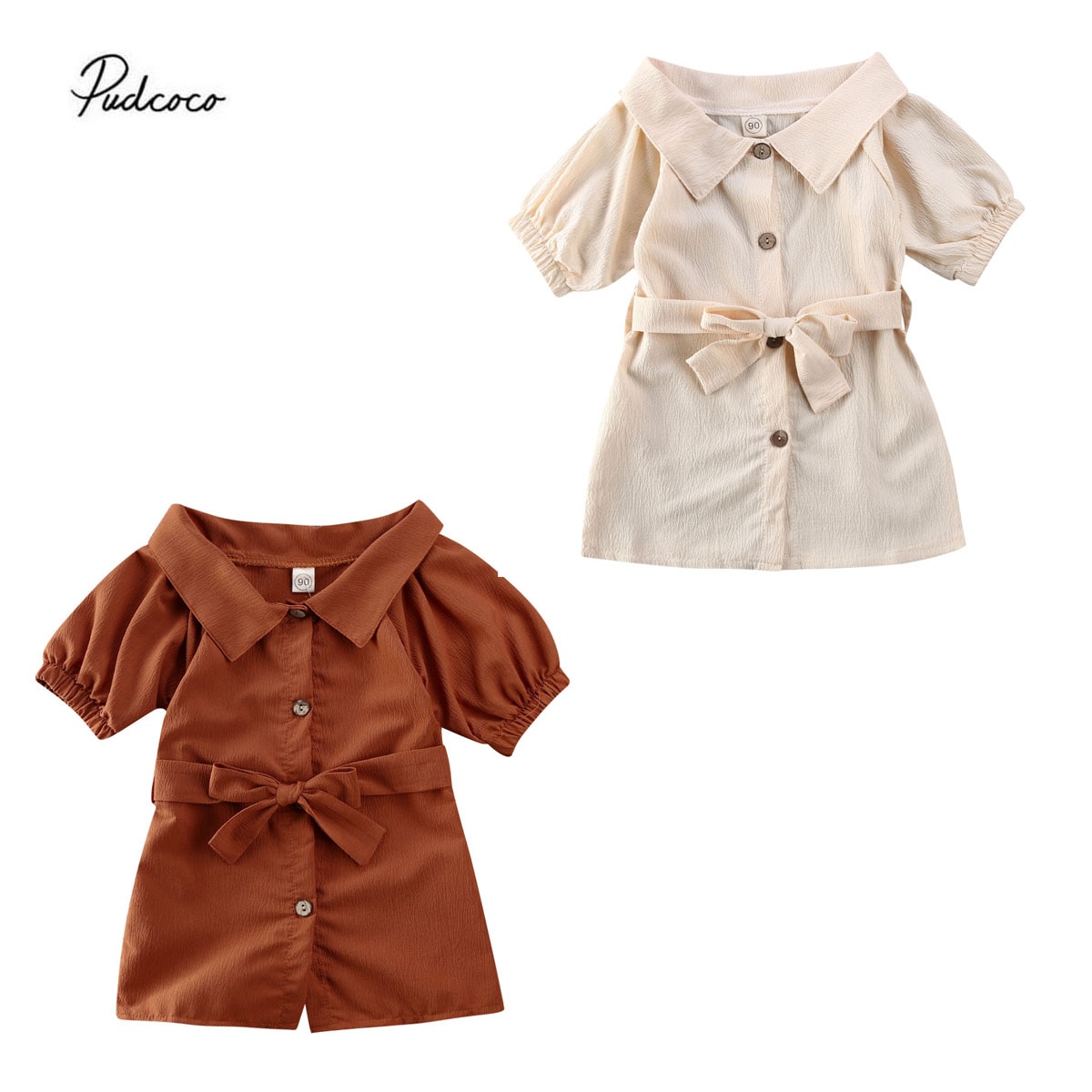 Baby zomerkleding peuter kinderen babymeisje strik jurk romper jumpsuit broek outfit kleding wijde hals mantel top + sjerp