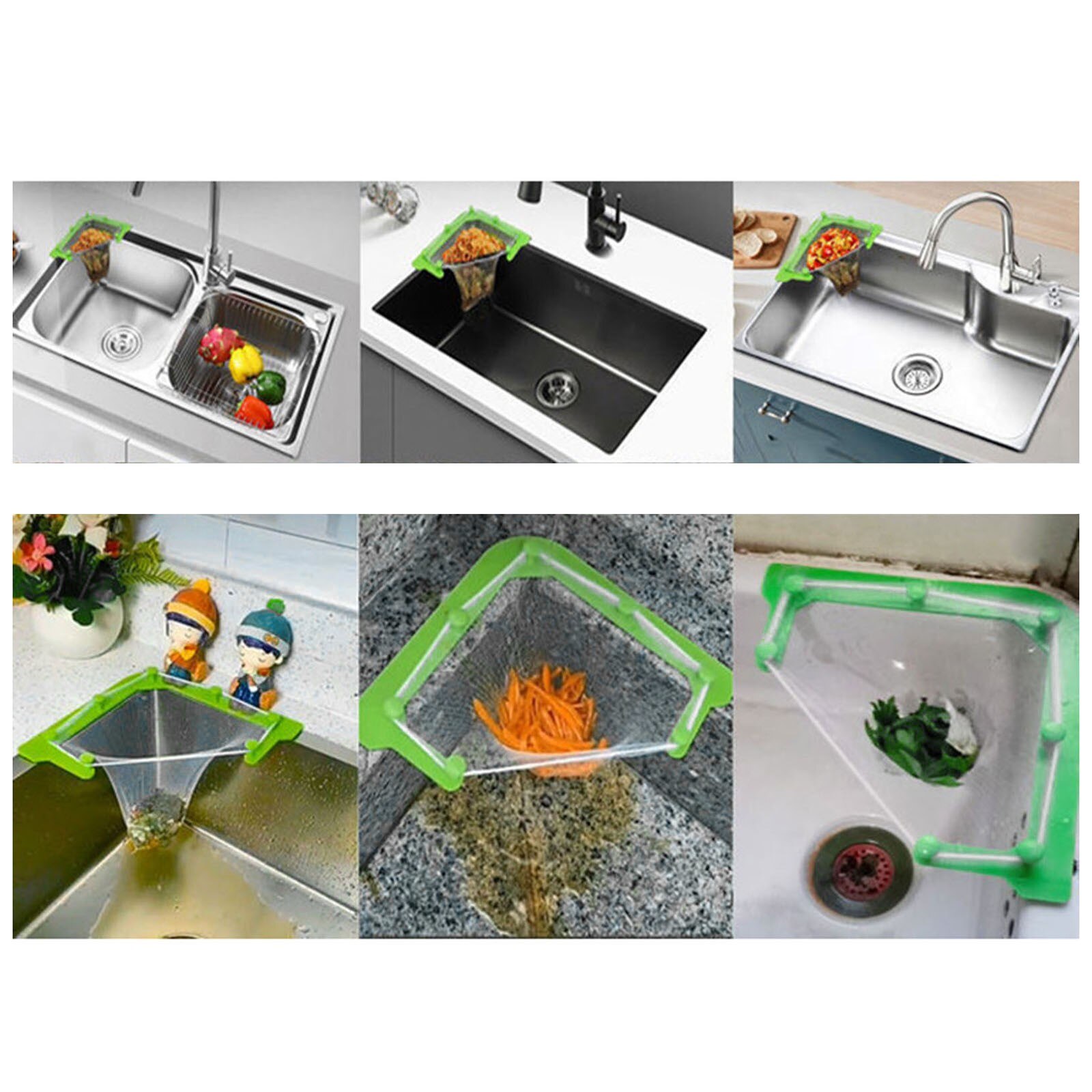 Multifunctionele Driehoek Drainage Rack Restjes Filter Opknoping Netto Afvoer Mand Keuken Anti-Blocking Trechter Keuken Sink # Yj