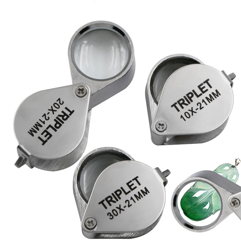 10X 20X 30X Magnifier Jewelers Eye Tool Jewellery Folding Loupe Glass Lens Magnifying Triplet Glass Jewelry Diamond Pocket Size