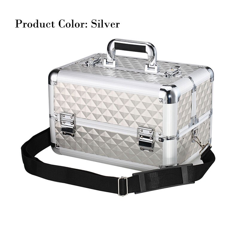 Three-layer aluminum storage tool box Hardware portable storage box Multifunctional electrician car repair tool storage box: Silver