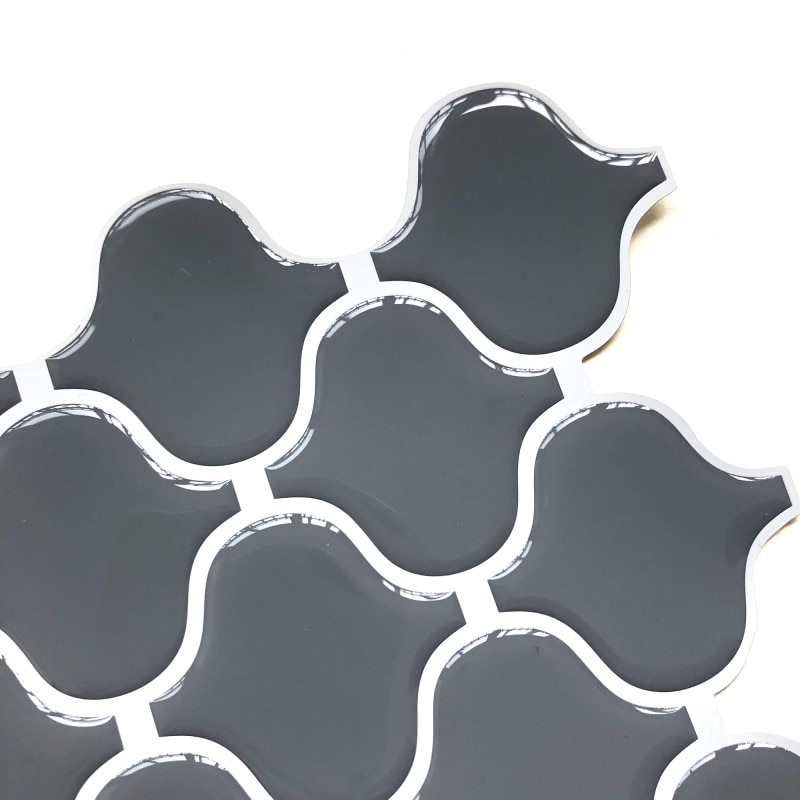 Grey Arabesque Moroccan Tile Self Adhesive Backsplash 3D Mosaic Tile Wall Sticker Vinyl Bathroom Kitchen Home Decor DIY