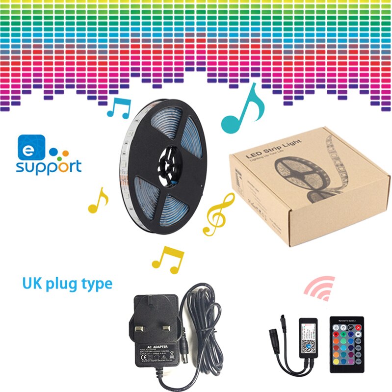 Ewelink Domotica Smart Home Led Light Strip Dimbare Waterdichte Flexibele Rgb Strip Verlichting Werkt Met Alexa Google Thuis: 5M With UK adapter