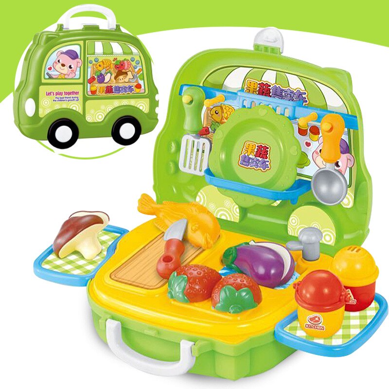 Fahrzeug Modelle Hand Arzt einstellen Kosmetik fallen Küche Spielen Haus Spielzeug Pädagogisches Geschirr Reise Eine Gepäck Mit Rolle: Frucht und Gemüse Der Umsatz Pushcart