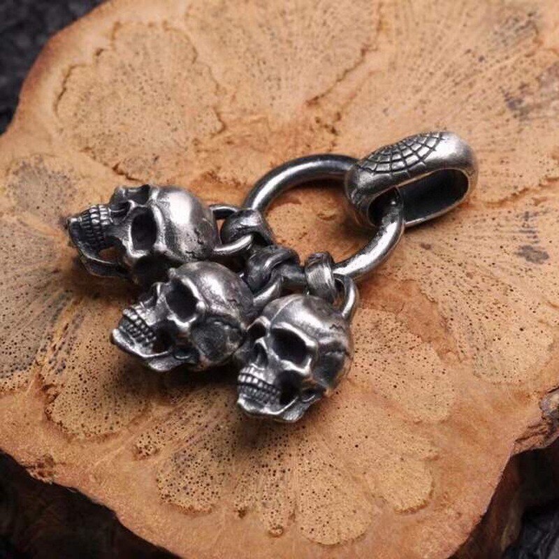 Bocai Echte Pure S925 Zilveren Hanger Voor Mannen Black Skull Rock Punk Persoonlijkheid Vintage Trend Man Hanger