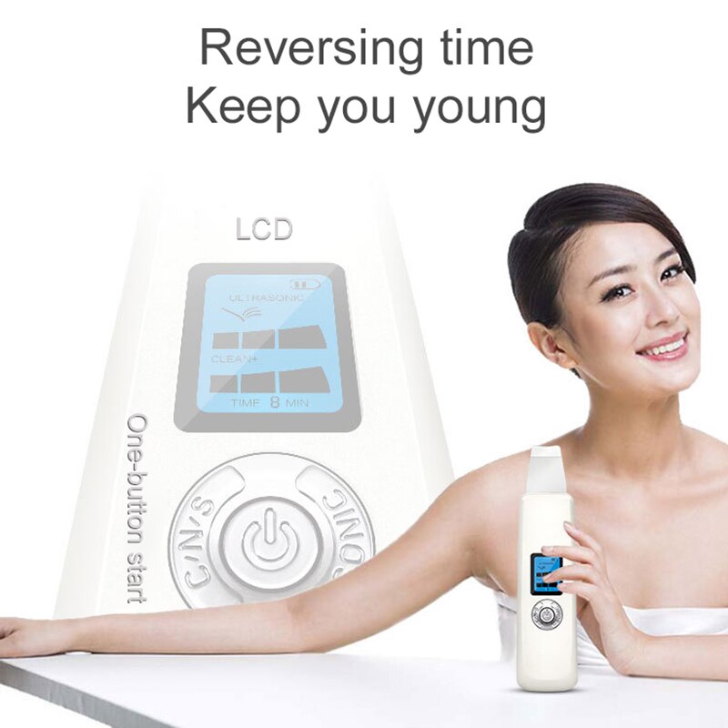 Ultrasonic Ion Skin Scrubber Facial Care Ultrasonic Scrubber Cleaner Blackhead Removal Face Peeling Extractor Skin Device