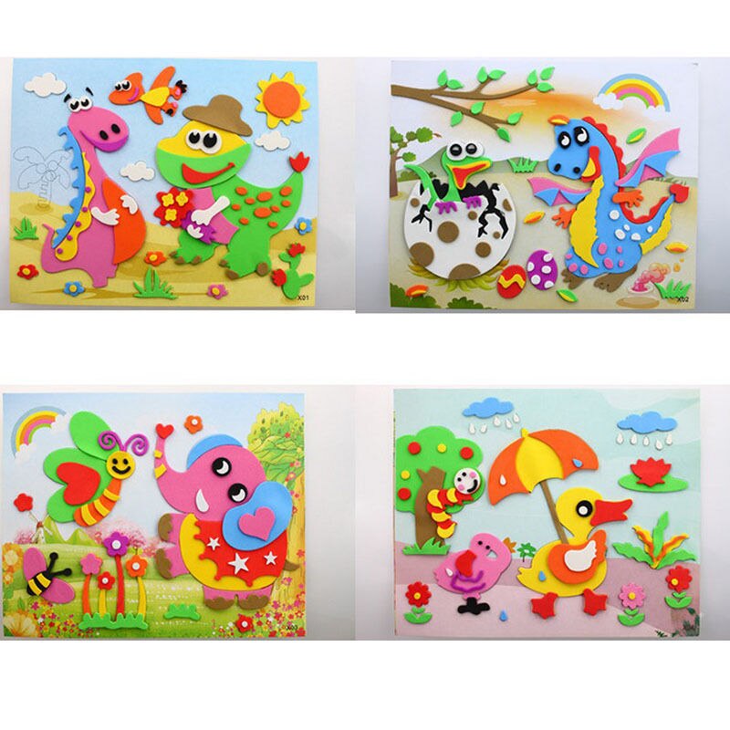 Kids 3D Cartoon Dier Puzzel Speelgoed Diy Handgemaakte 3D Eva Foam Sticker Baby Leunend Educatief Speelgoed Kids